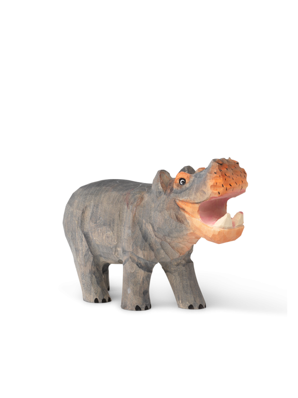 Wooden Safari Animal - Hand Carved - Hippo Fashion