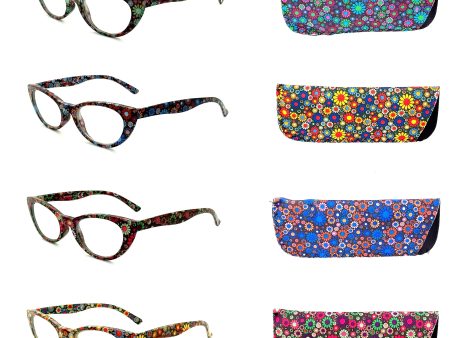 Flower Power Cateye Readers With Matching Case For Cheap