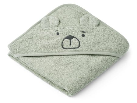 Hooded Towel - Organic Cotton - Bear - Dove Blue Online