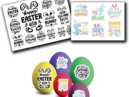 Easter egg decorating stickers, waterproof Easter quotes on Sale