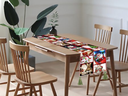 Canvas printed Christmas table runner (squares) Hot on Sale