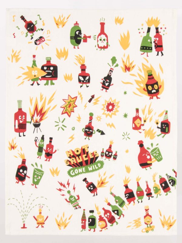 BlueQ Dish Towel Hot Sauces Gone Wild Sale