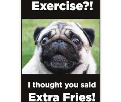 Exercise?! I thought You Said Extra Fries! Ephemera Refrigerator Magnet For Cheap