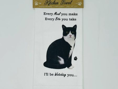 Pet Kitchen Towel Black and White Cat For Discount