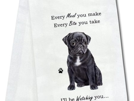 Pet Kitchen Towel Black Pug For Sale