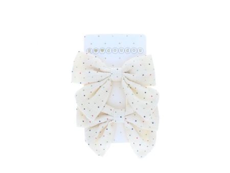 Hair Clips - Cream W Polka Dot Bow Online Sale