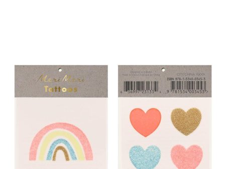 Temporary Tattoo - Rainbow & Hearts Fashion