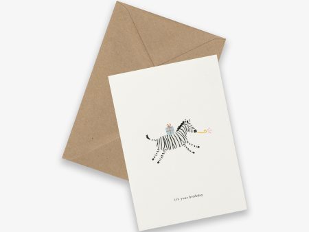 Greeting Card - Birthday Zebra For Sale