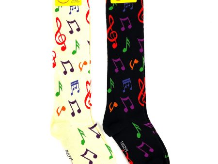 Foozys Knee High Socks Music Notes Fashion