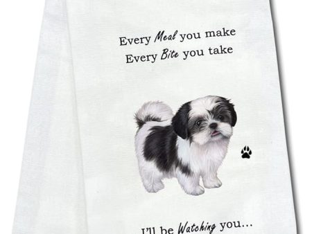 Pet Kitchen Towel Shih Tzu Black and White Supply