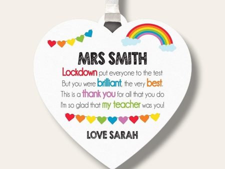 Wooden heart personalized TEACHER plaque Discount