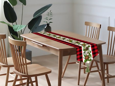 Canvas printed Christmas table runner (plaid) For Cheap