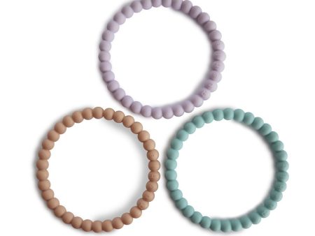 Teether Bracelets - Pack Of 3 - Lilac Cyan Soft Peach Hot on Sale