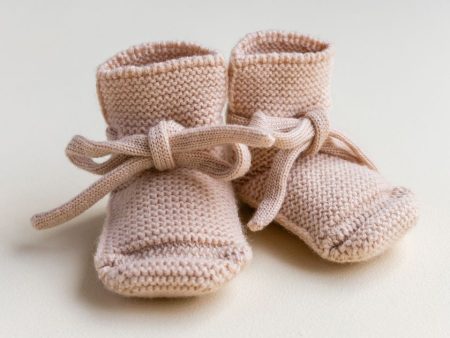 Baby Booties With Lace - Apricot Discount