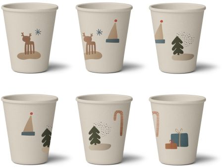 Cups - Bamboo - Holiday Mix - Pack of 6 For Sale