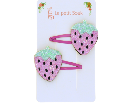 Hair Clips - Strawberry W Glitters Hot on Sale