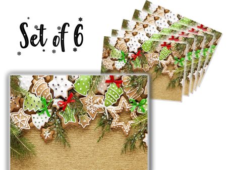 Canvas Printed tablemats (Set of 6).. Christmas Cookies Sale