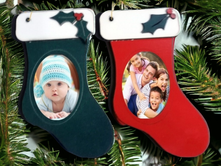 Personalized Wooden stocking picture ornament Fashion