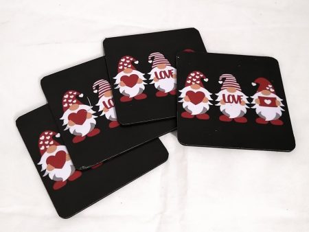 Wooden printed gnomes coasters (set of 4) Fashion