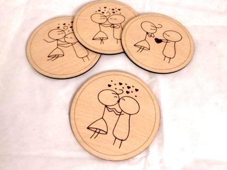 Wooden engraved coasters (set of 4) Fashion