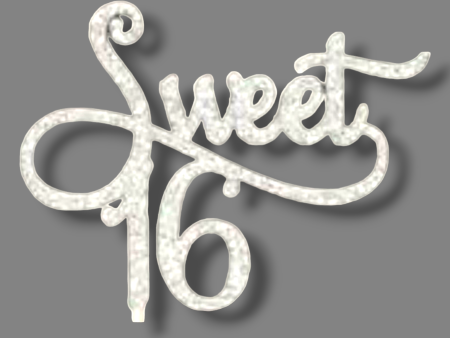 Glittery acrylic topper (silver)  Sweet 16  Online Sale