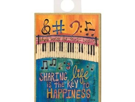 Sharing Life Is The Key To Happiness Wood Magnet Discount