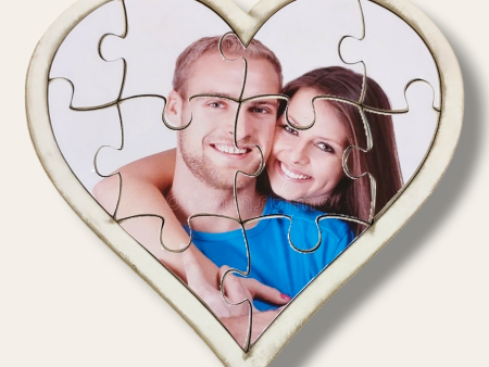 Heart shaped picture puzzle (white) For Discount