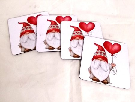 Wooden printed gnome with balloon coasters (set of 4) Cheap