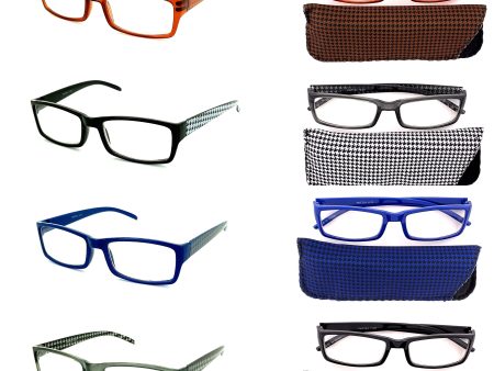 Houndstooth Rectangular Shape Readers With Matching Case Online Sale