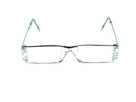 Shiner Clear Frameless Glitzy Reading Glasses with Metal Temples Fashion