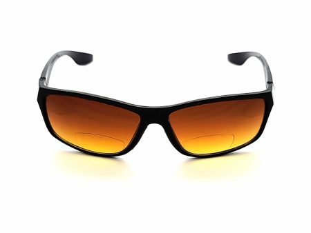 Clutch Amber Lens Anti-Glare High Density Sport Wrap Bifocal Reading Sunglasses For Sale