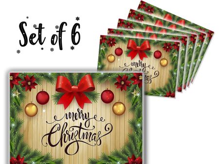 Canvas Printed tablemats (Set of 6).. Merry Christmas Online now