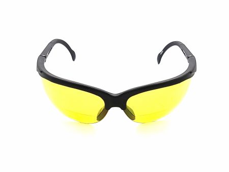 No Sweat Sporty Black Half Frame Bifocal Yellow Lens Safety Glasses For Shooting, Hunting, Golf, Night Driver with Adjustable Temples Discount