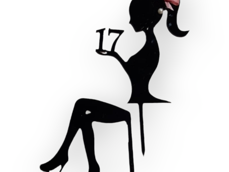 Acrylic topper (Black)  sitting lady  Online Sale