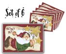 Canvas Printed tablemats (Set of 6).. Flying Santa For Cheap