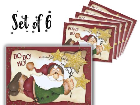 Canvas Printed tablemats (Set of 6).. Flying Santa For Cheap