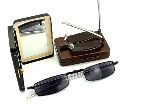 Trendies Pocket Eyes By Cinzia Rectangular Shape Folding Reading Sunglasses with Clamshell Metal Case Online Sale