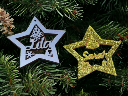 Personalized star Christmas ornament on Sale