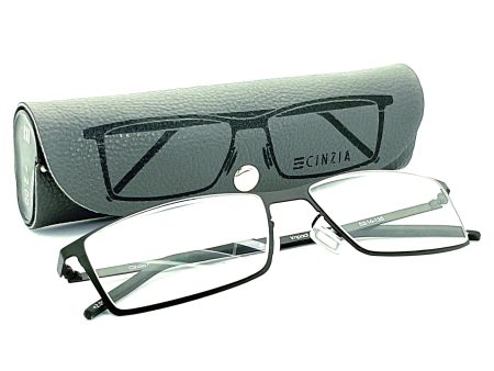 Cinzia Impact Rectangular Frame Metal Flex Reading Glasses with Case on Sale