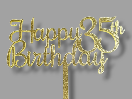 Glittery acrylic topper (gold)  Happy  age  birthday  Cheap