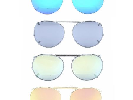 44mm Small Round Mirrored Clip on Sunglasses Cheap