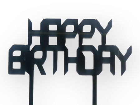 Acrylic topper (Black)  Happy Birthday  Discount