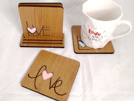 Wooden pastel coasters (set of 4) with stand Supply