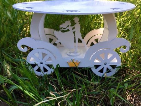 Cake stand (wood) carriage bride & groom on Sale