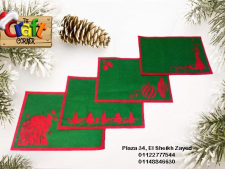 Layered felt tablemats (Set of 4).. Green & Red Online Sale