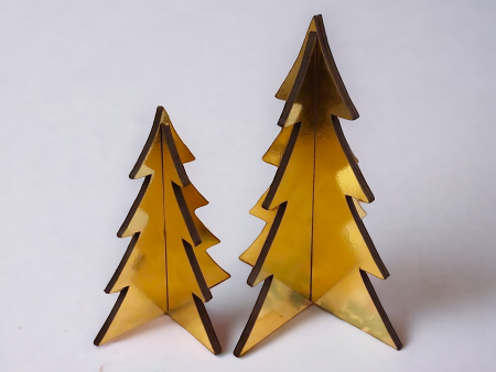 Gold wood tabletop Christmas trees (set of 2) Sale